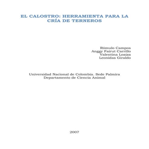 El calostro herramienta para la cria de terneros