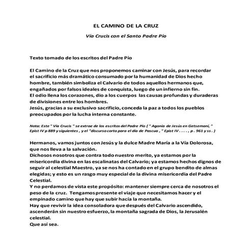 El Camino de la Cruz - Vía Crucis del Santo Padre Pio