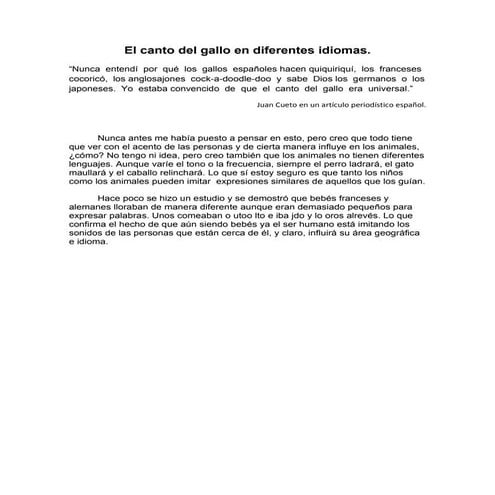El canto del gallo en diferentes idiomas