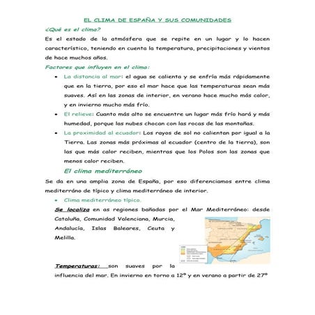 El clima de españa y sus comunidades