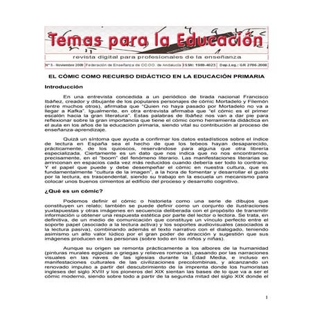 El cómic como recurso educativo en educación primaria