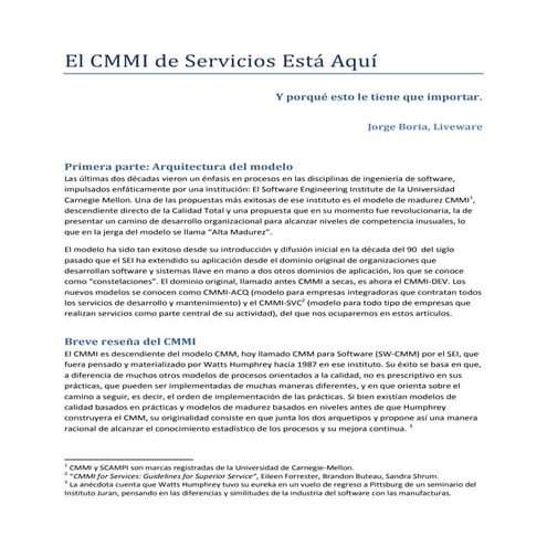 El cmmi de servicios está aquí 1