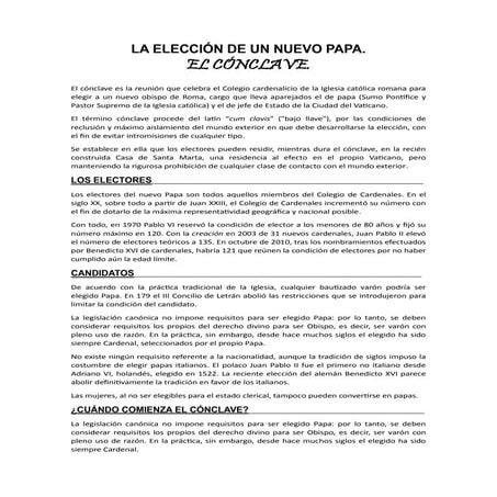 La elección de un nuevo Papa: el cónclave - Ana Guijarro Hernández.