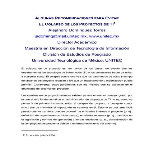 El colapso de los proyectos