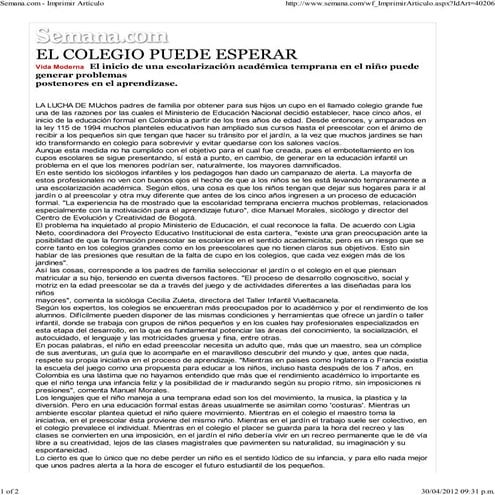 El colegio puede esperar