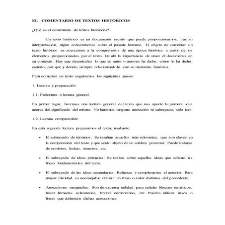 El comentario de textos históricos