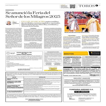 El Comercio (Lima-Peru) Lun 23 junio 2025 (A13 pag toros).pdf