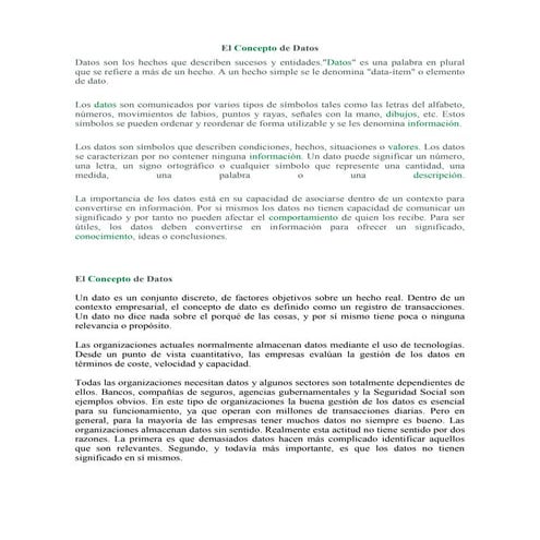 El Concepto De Datos
