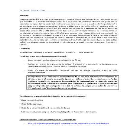 El congo belga guión