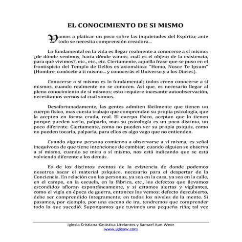 El conocimiento de si mismo | PDF