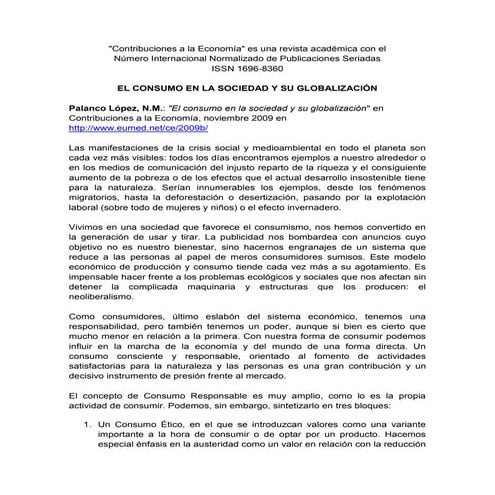El consumo en la sociedad y su globalización