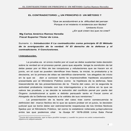 El Contradictorio un Principio o un Método | PDF