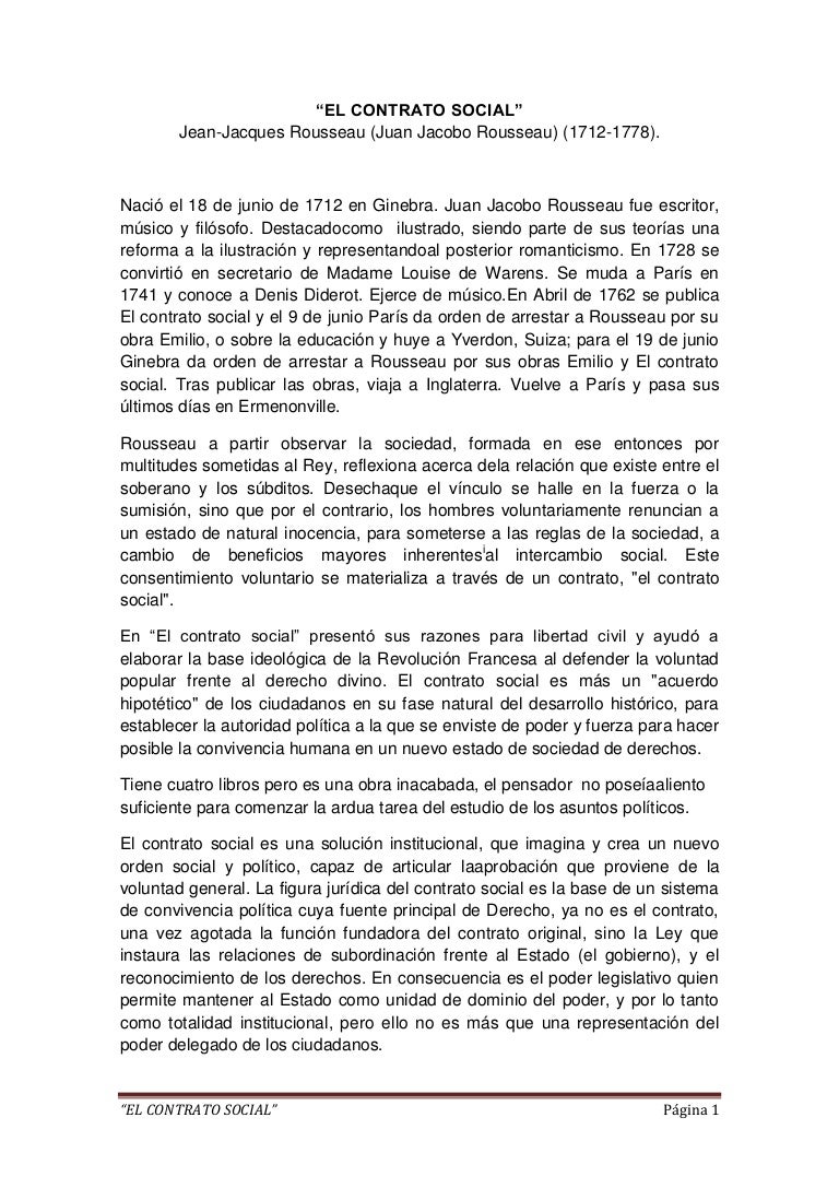 "El contrato social" de Juan Jacobo Rousseau