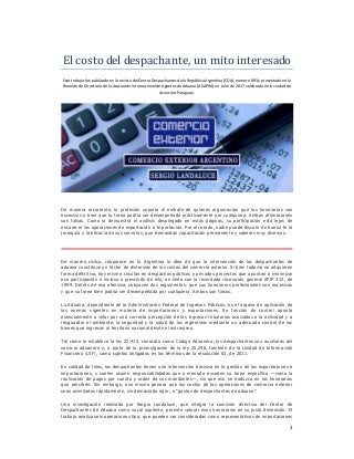 El costo del despachante, un mito interesado.