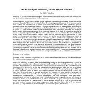 El cristiano y la bioética (1)