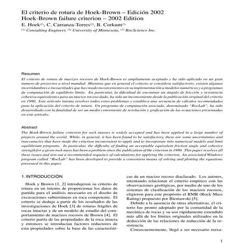 El criterio de rotura de hoek brown 2002