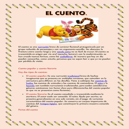 TEXTO NARRATIVO: El cuento