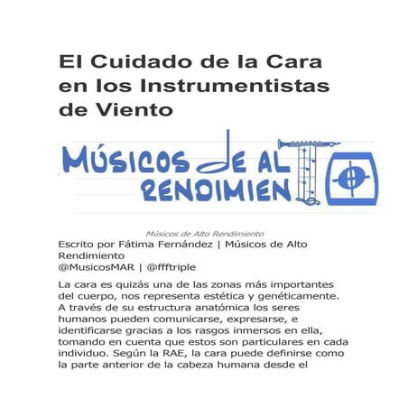 El cuidado de la cara en los instrumentistas de viento