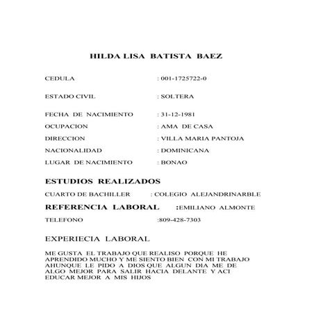 El Curiculo De Hilda