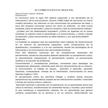 El curriculum en el siglo xxi