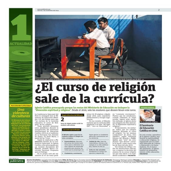 ¿El curso de religión sale de la curricula?