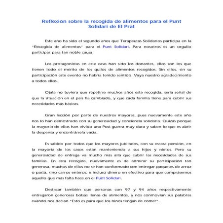 El día después de la recogida de alimentos 2014