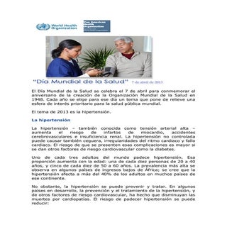 El día mundial de la salud se celeb...