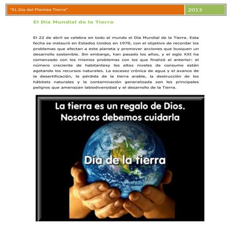 El día mundial de la tierra