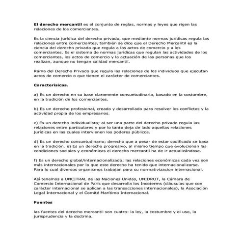 El derecho mercantil