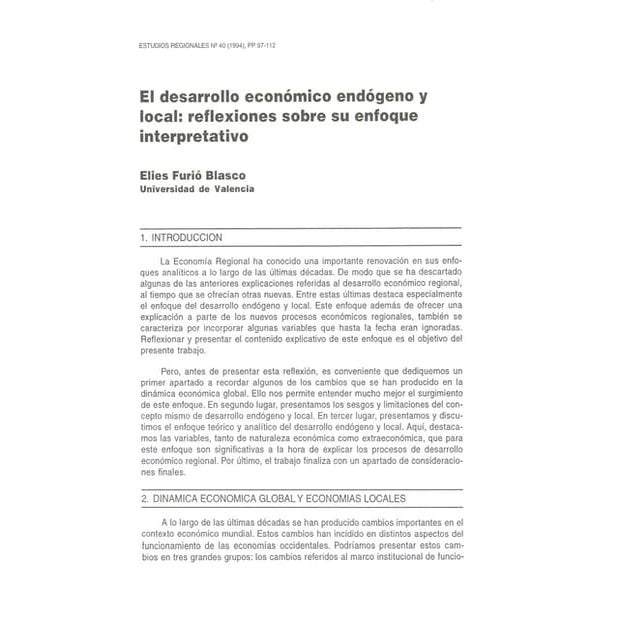 El desarrollo económico endógeno y local. reflexiones sobre su enfoque interp...