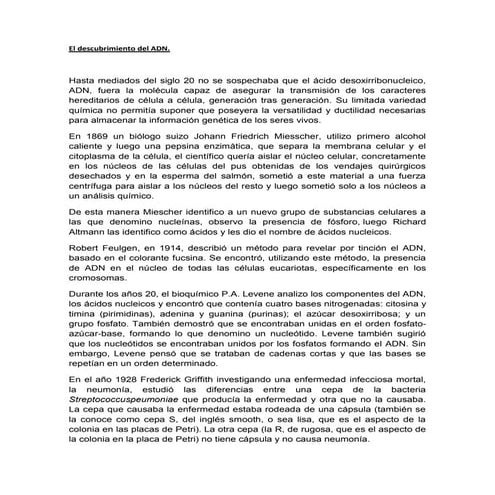 El descubrimiento del adn