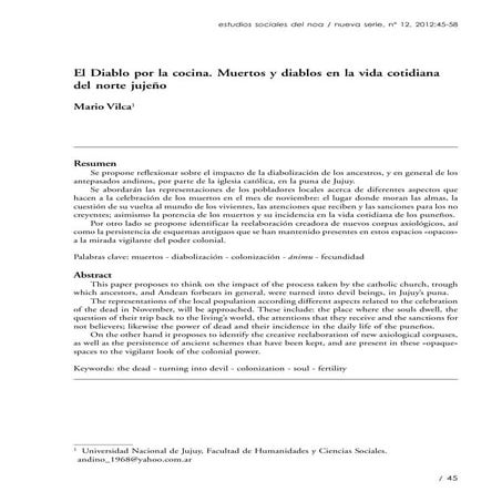 El Diablo por la cocina. Muertos y diablos en la vida cotidiana del norte juj...