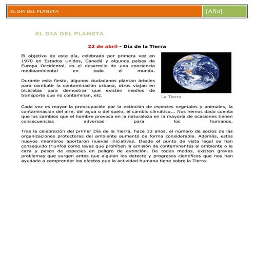 El dia del planeta