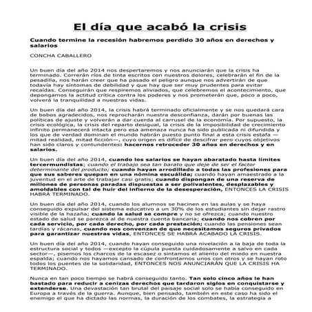El día que acabó la crisis