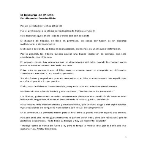 El discurso de mileto