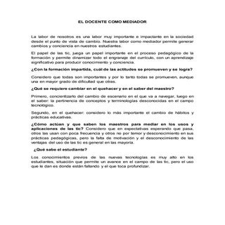 El docente como mediador