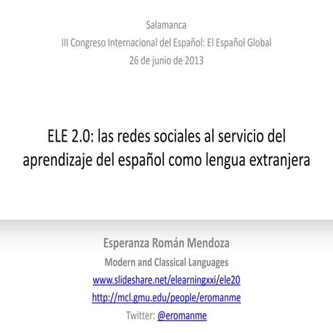 ELE 2.0: las redes sociales al servicio del aprendizaje del español como lengua extranjera