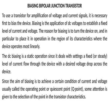 Bipolar Junction Transistor Biasing [Types]