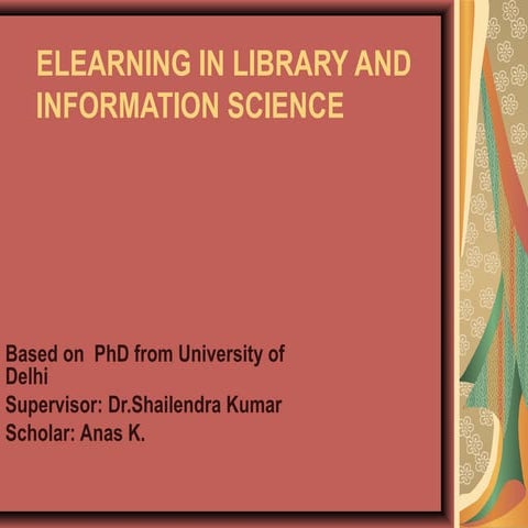 E L E A R N I N G  I N  L I B R A R Y  A N D  I N F O R M A T I O N  S C I E ...
