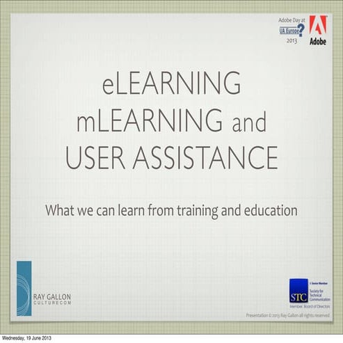 eLearning mLearning and User Assistance