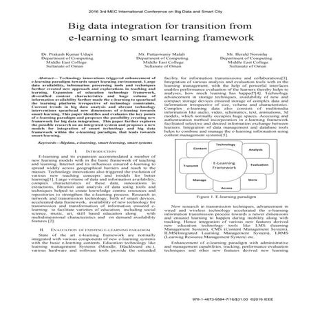 Big data integration for transition from e-learning to smart learning framework 