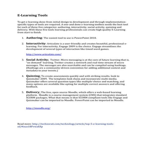 E learning tools