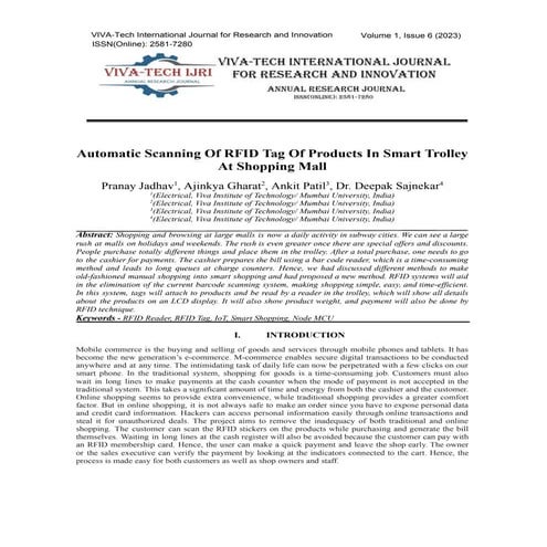 Automatic Scanning Of RFID Tag Of Products In Smart Trolley At Shopping Mall