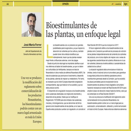 Bioestimulantes de las plantas, un enfoque legal