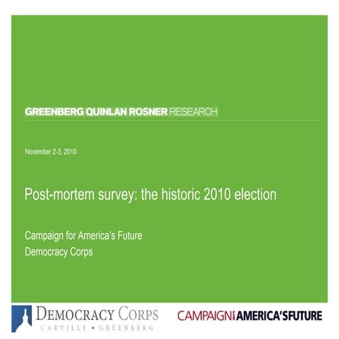 Democracy Corps/Campaign for America's Future Election 2010 Poll