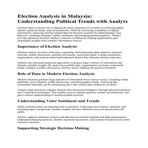 Election Analysis in Malaysia: Understanding Political Trends with ...