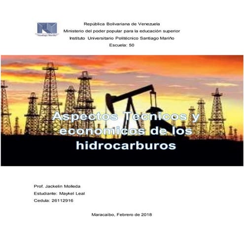 Aspectos tecnicos y economicos de los hidrocarburos