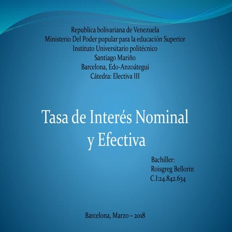 Tasa de interes nominal y efectiva | PPTX