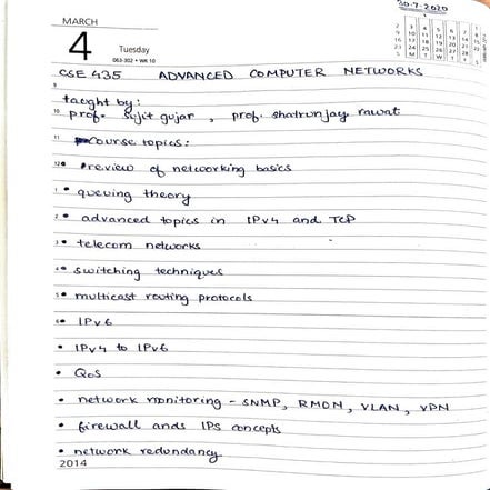 Advanced Computer networks: Course topics | PDF