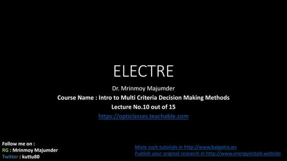 ELECTRE  Decision Making Method